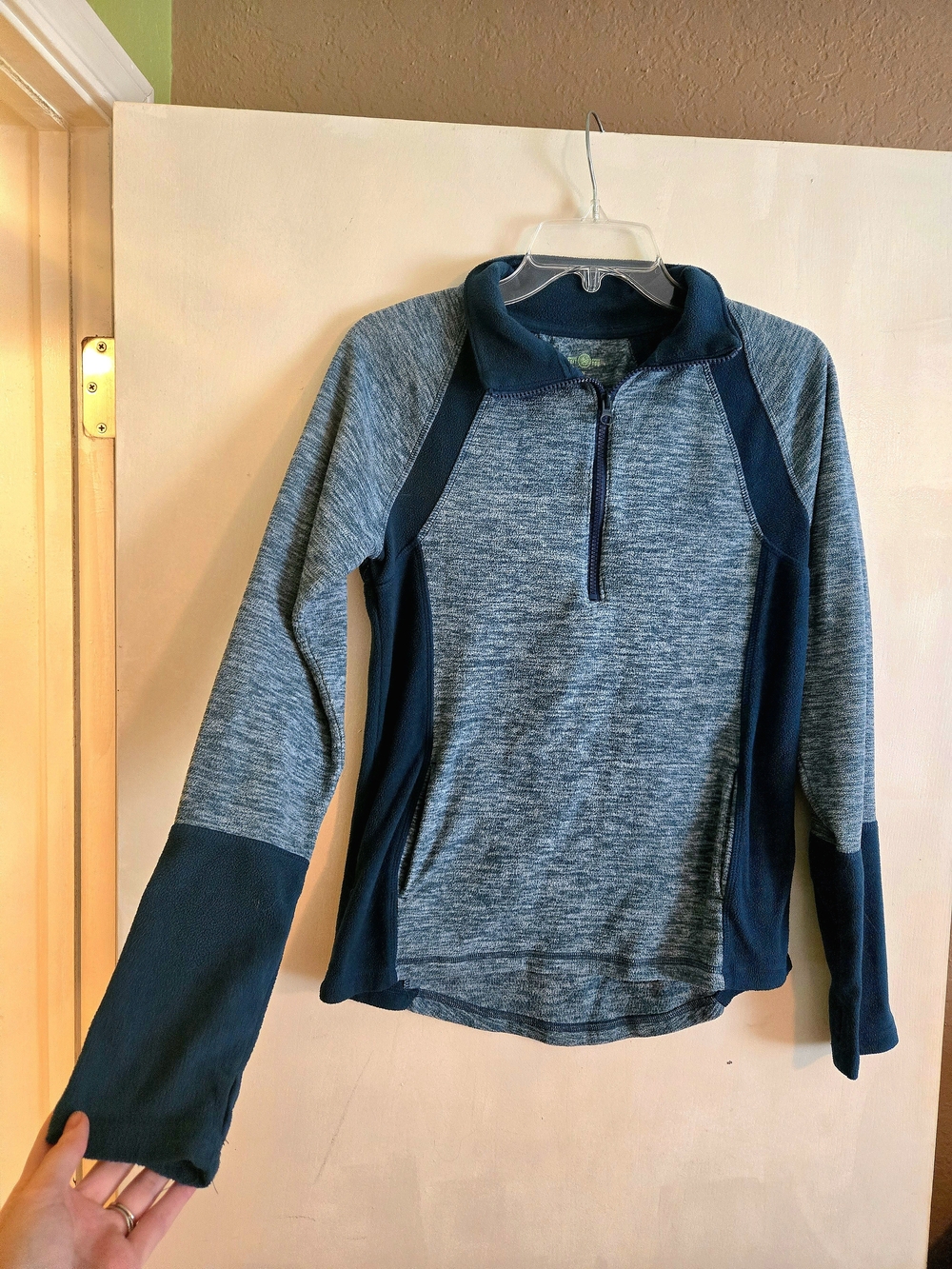 SO Women's Heathered Light Blue and Dark Blue Half-Zip Pullover